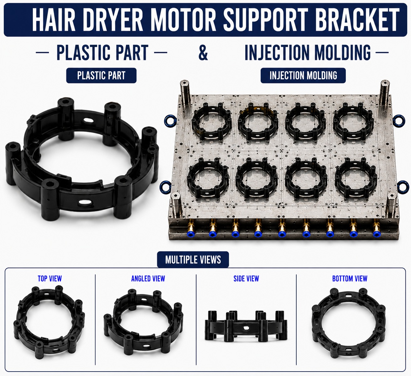 Hair Dryer Plastic Motor Support Bracket Mould and Moulding Service
